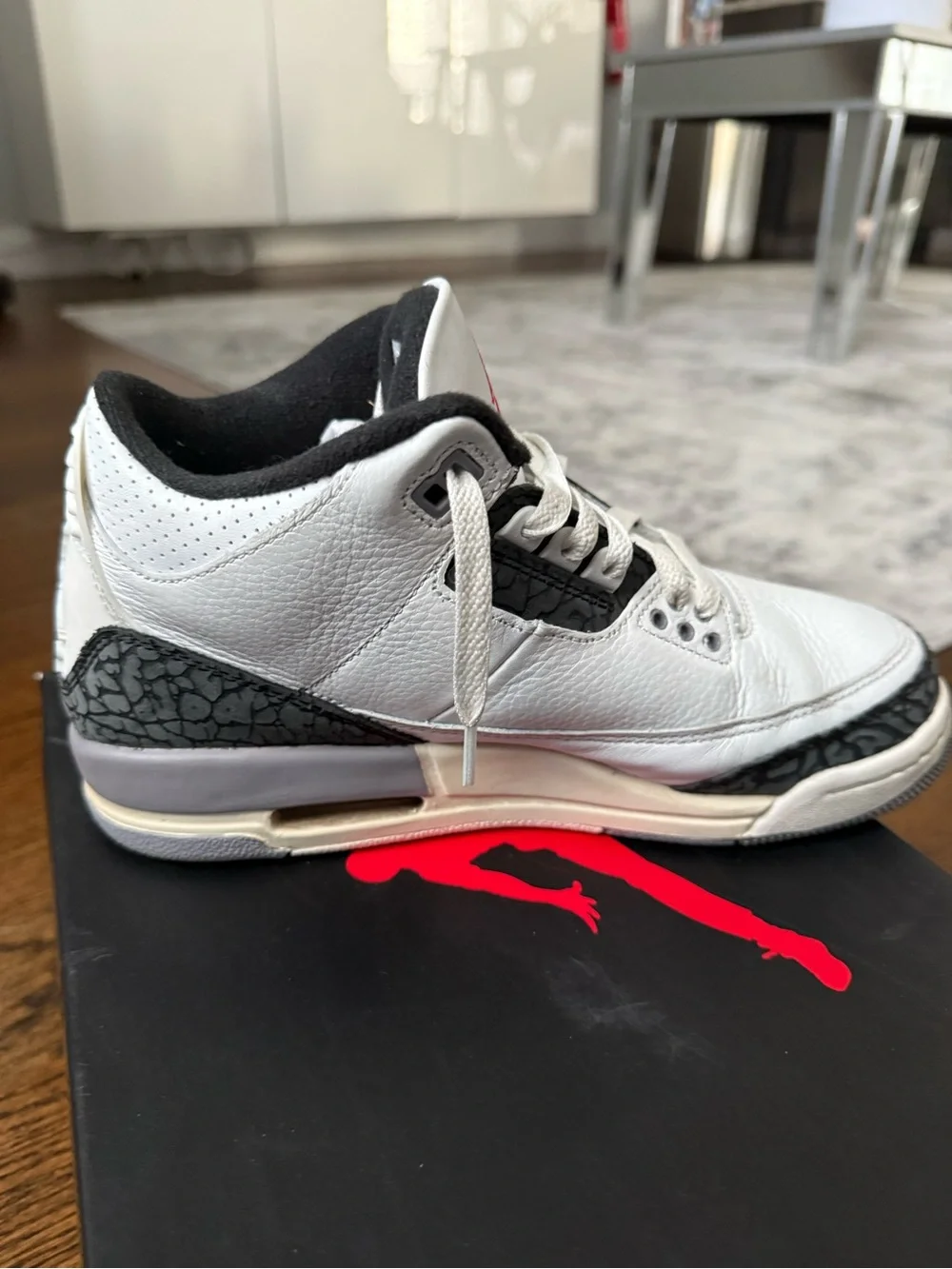 Nike Air Jordan 3s Retro Kids' White/Black/Red Retro Basketball Shoes